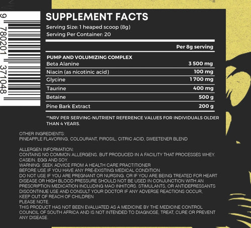 Hercupump facts label with black background and white text